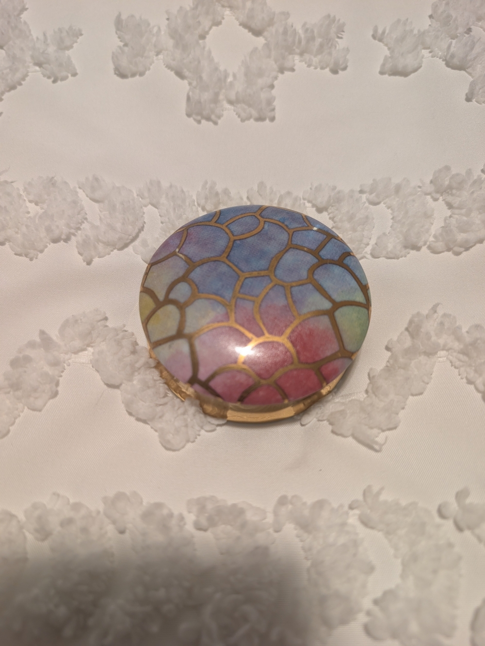 Pastel Mosaic Porcelain Dish with Gold Lattice - Casa Batlló Spain
